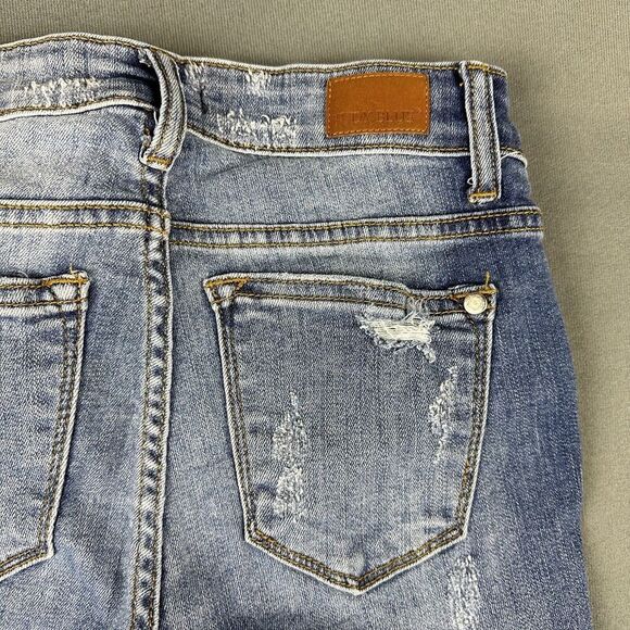 Judy Blue Jeans Womens 3 26 Medium Wash Animal Print Patch Skinny Fit Distressed - Picture 6 of 16